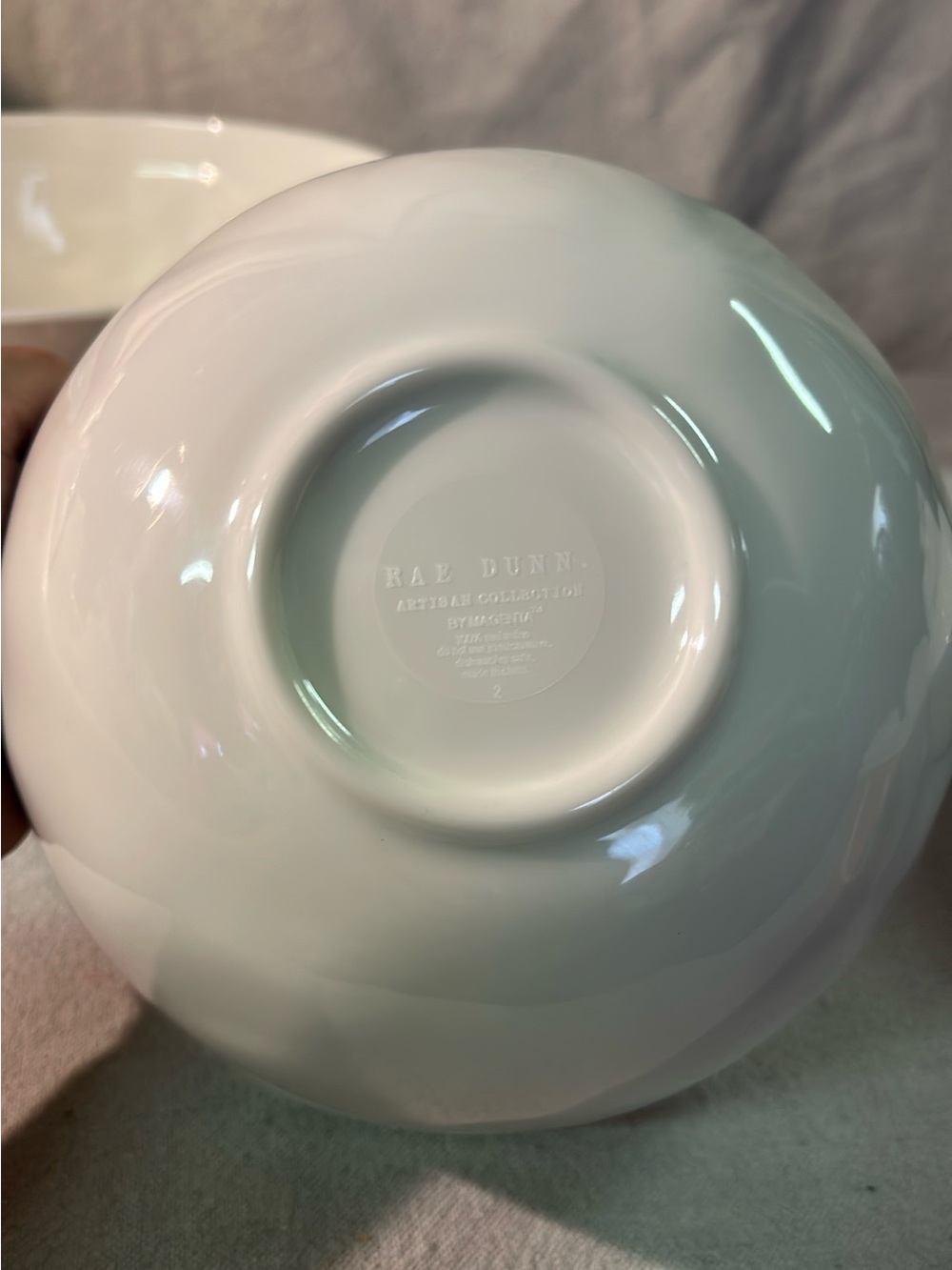 Rae Dunn White Nesting Bowls with Blue Lettering - Picture 4 of 5